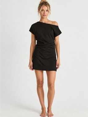 Charcoal Adeline Mini Dress BLACK Asymmetrical Neckline Feminine NWT size 4